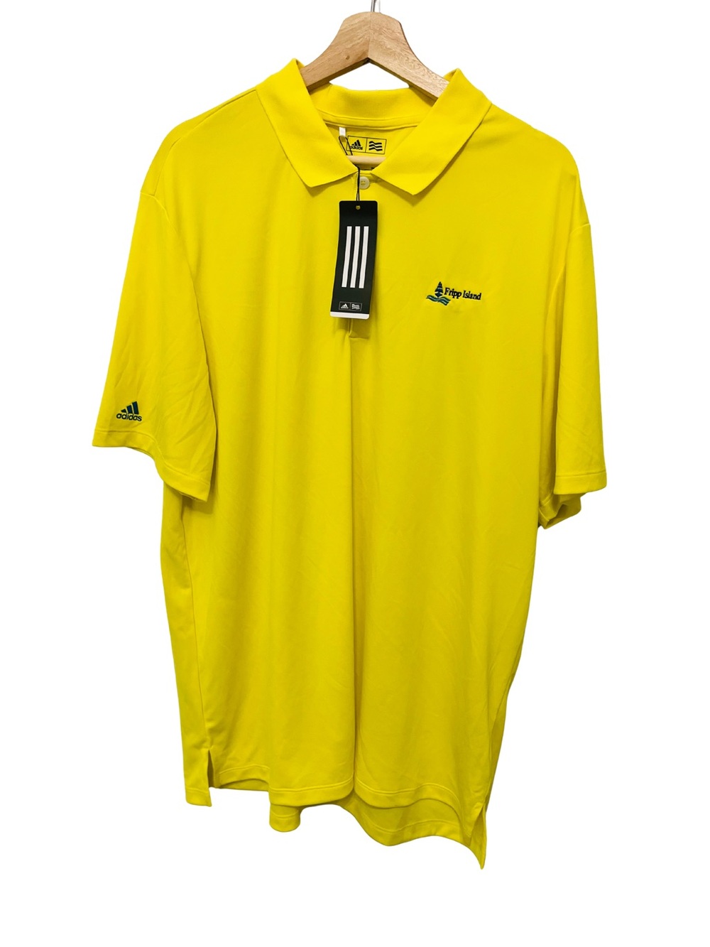 Adidas men’s yellow polo shirt Size XL UPF30 NWT Fripp Island resort